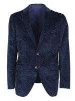 Giacca sartoriale con motivi Paisley in blu