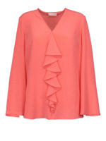 Blusa in seta con scollo a V con balza