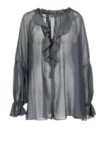 Blusa semi trasparente con balza