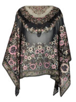 Poncho con ricami floreali