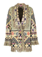 Cardigan jacquard con frange