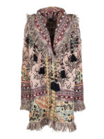 Cappotto jacquard con frange
