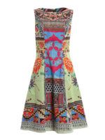 Abito svasato in cotone stampa Patchwork