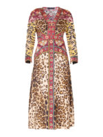 Vestito midi in misto di viscosa e seta