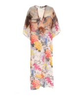 Abito kaftano con stampa multicolor