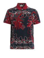 Polo in piquet con fantasia lucertole