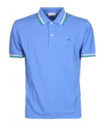 Polo con bordi a righe e logo Pegaso