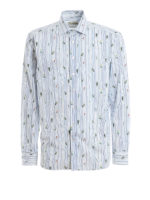 Camicia in popeline a righe con stampa cactus