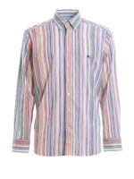 Camicia a righe con ricamo logo sul petto