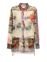 Camicia floreale in chiffon di cotone e seta