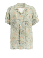 Camicia a maniche corte in lino floreale