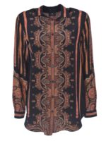 Camicia in seta nera stampata