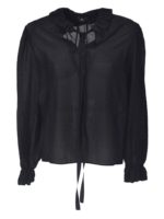 Camicia nera con rouches sullo scollo