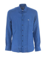 Camicia Spread in lino blu