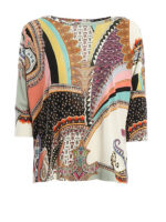 T-shirt in viscosa stampa Patchwork