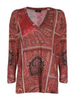 T-shirt manica lunga rossa stampata