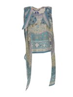 Top a portafoglio in stampa azzurro