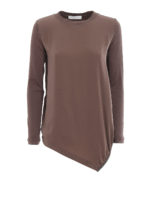 Blusa asimmetrica in seta e cotone gianduia