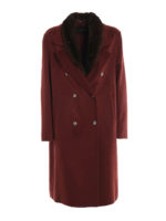 Cappotto in cashmere con collo in pelliccia