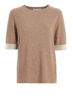 T-shirt in lurex con maniche cucite in raso