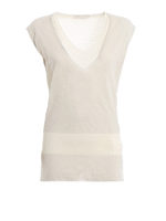 Top smanicato in misto lino