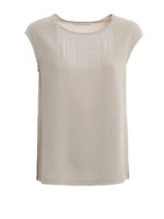 Top in misto seta con paillettes