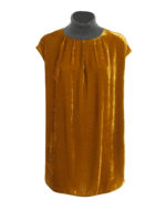 Top in velluto con girocollo in cashmere