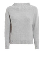 Pull grigio e bianco con collo ad anello