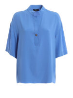 Blusa in crepe di misto seta a maniche corte