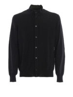 Cardigan nero in lana pettinata
