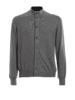 Cardigan grigio in lana pettinata