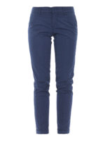 Pantaloni blu con risvolto in cotone stretch