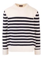 Pullover bianco a righe nere