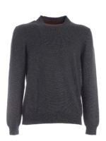 Pullover grigio scuro con rifinitura marrone