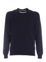 Pullover blu con rifinitura grigio chiaro