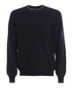 Pull in lana pettinata con bordi a contrasto