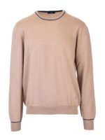 Pull girocollo in lana color cammello