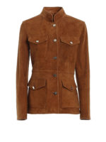 Field jacket in pelle scamosciata