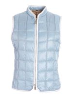 Gilet imbottito azzurro con micro perline