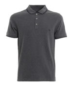 Polo grigio scuro con ricamo logo