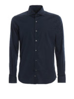 Camicia blu in popeline di cotone