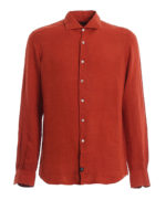 Camicia in lino color mattone