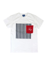 T-shirt con stampa a righe e taschino