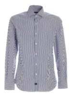 Camicia blu e bianca a righe