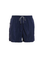 Boxer da mare blu con piping bianco