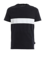 T-shirt in jersey con banda a contrasto