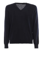 Maglia a V blu scuro in lana