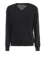 Maglia a V grigia in lana