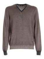 Pullover scollo a V marrone