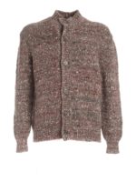 Cardigan marrone con dettagli multicolor